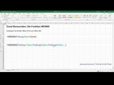 Bonusvideo - Excel Funktion WENNS